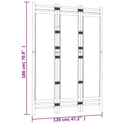 3-tlg. Paravent Faltbar 120 cm Bambus und Canvas - Fuer Daheim