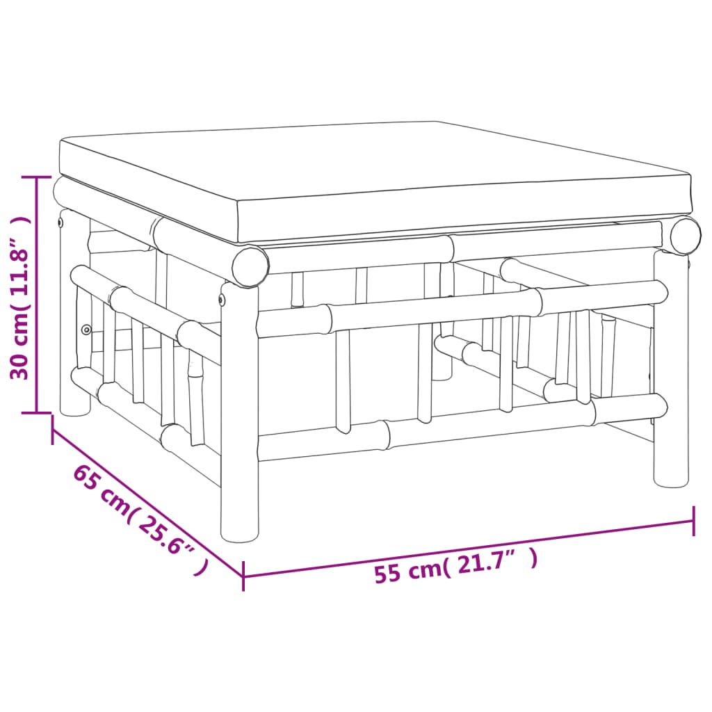 5-tlg. Garten-Lounge-Set mit Cremeweißen Kissen Bambus - Fuer Daheim