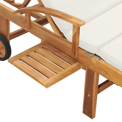 Sonnenliege Mit Auflage Massivholz Teak Creme 1