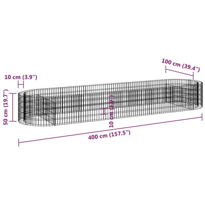 Gabionen-Hochbeet Verzinktes Eisen 400X100X50 Cm 400 x 100 x 50 cm