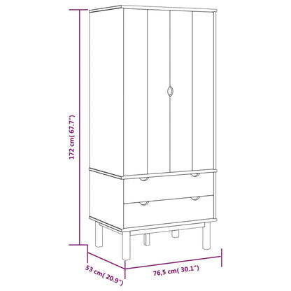 Kleiderschrank Otta Braun&Grau 76,5X53X172 Cm Massivholz Kiefer Braun und Grau