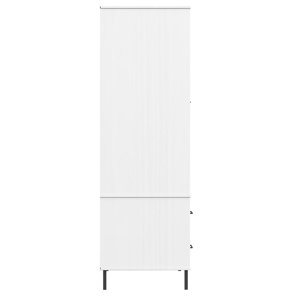 Kleiderschrank Oslo Metallbeine Weiß 90X55X172,5 Cm Massivholz