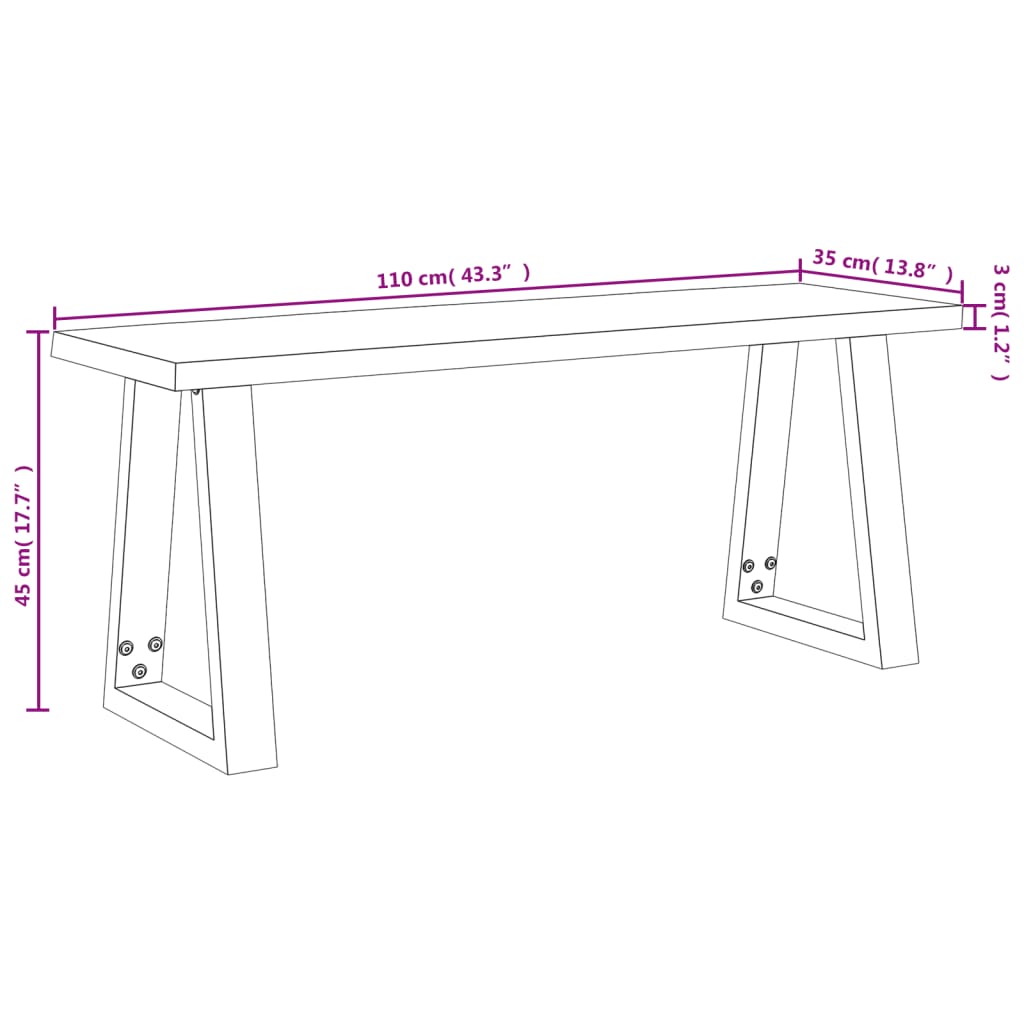 Bank Baumkante 110 Cm Massivholz Akazie - Fuer Daheim