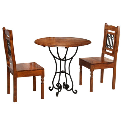 Bistro - Set 3 - Tlg. Akazienholz Massiv Mit Palisander - Finish - Fuer Daheim