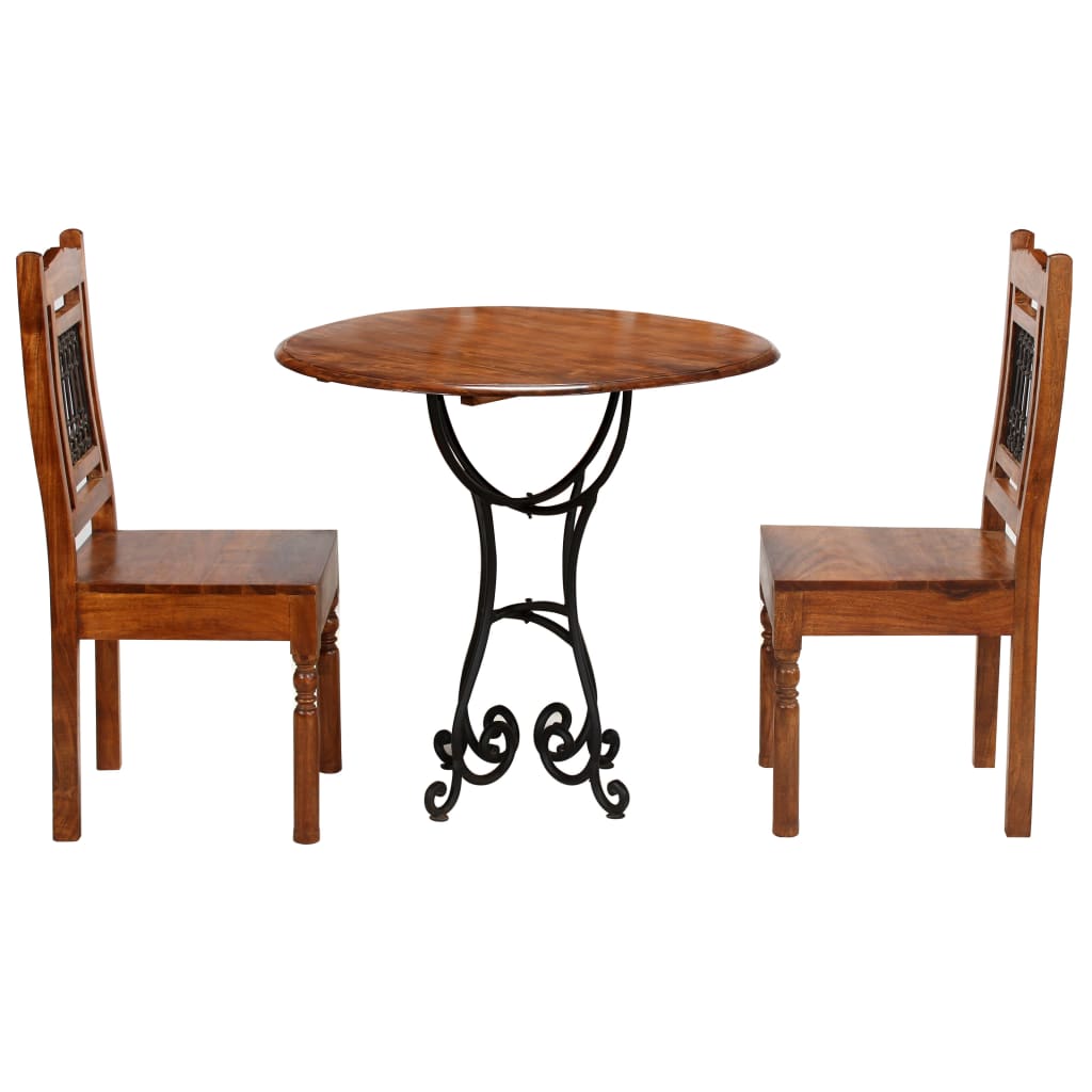 Bistro - Set 3 - Tlg. Akazienholz Massiv Mit Palisander - Finish - Fuer Daheim