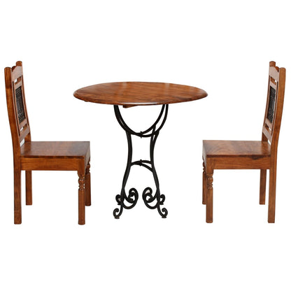 Bistro - Set 3 - Tlg. Akazienholz Massiv Mit Palisander - Finish - Fuer Daheim