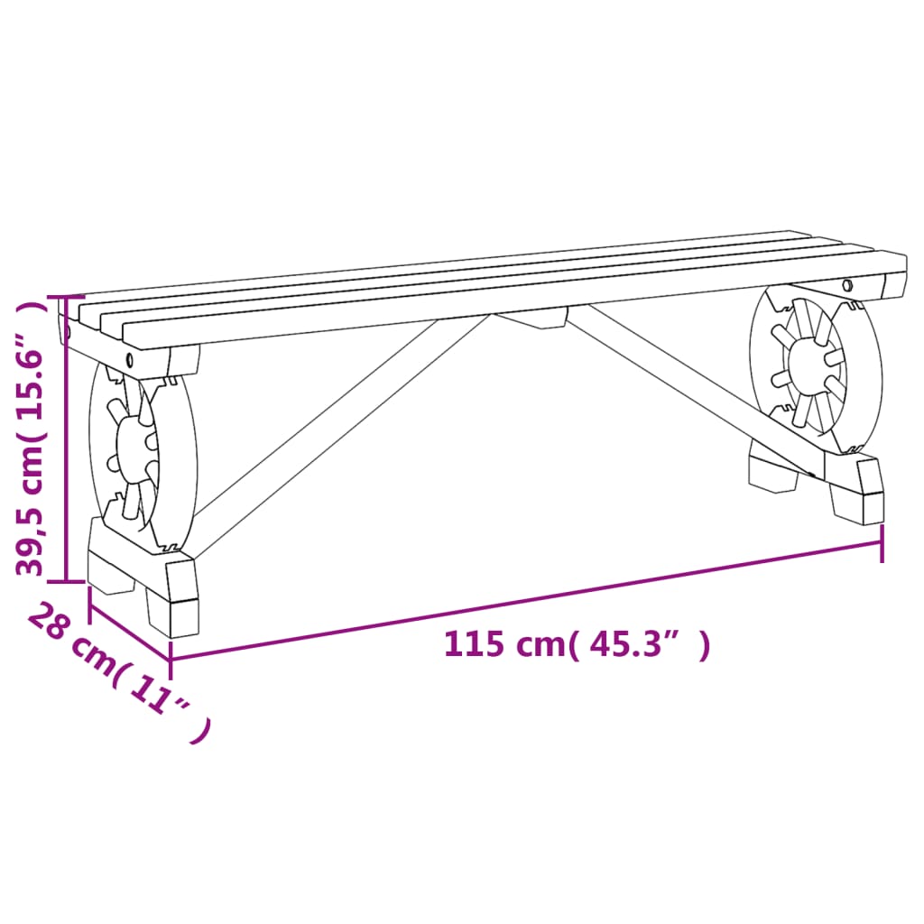 Gartenbank 115 cm Massivholz Tanne - Fuer Daheim