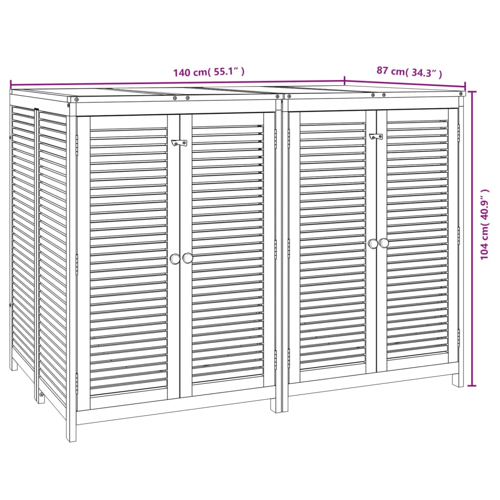 Gartenbox 140x87x104 cm Massivholz Akazie - Fuer Daheim