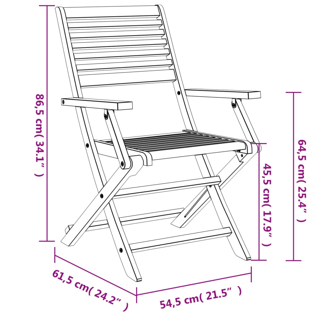 Gartenstühle 2 Stk. Klappbar 54,5x61,5x86,5cm Massivholz Akazie - Fuer Daheim