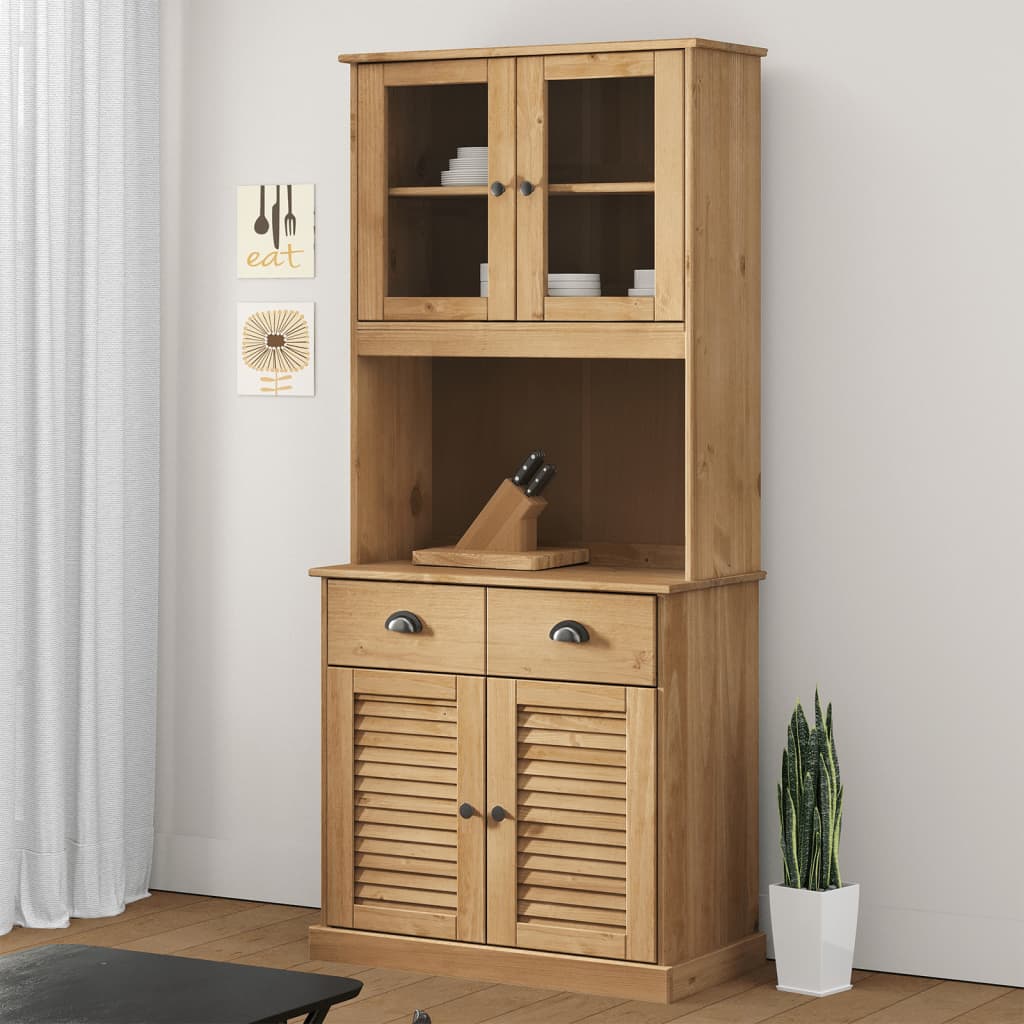 Highboard Vigo 78X40X175 Cm Massivholz Kiefer - Fuer Daheim