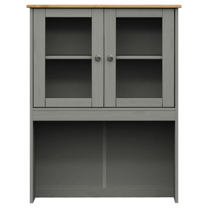 Highboard Vigo Grau 78X40X175 Cm Massivholz Kiefer Mit 2 Türen - Fuer Daheim