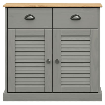 Highboard Vigo Grau 78X40X175 Cm Massivholz Kiefer Mit 2 Türen - Fuer Daheim