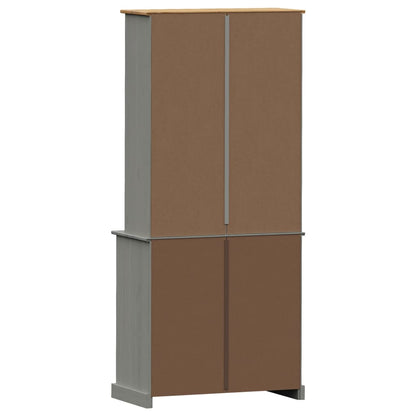 Highboard Vigo Grau 78X40X175 Cm Massivholz Kiefer Mit 2 Türen - Fuer Daheim