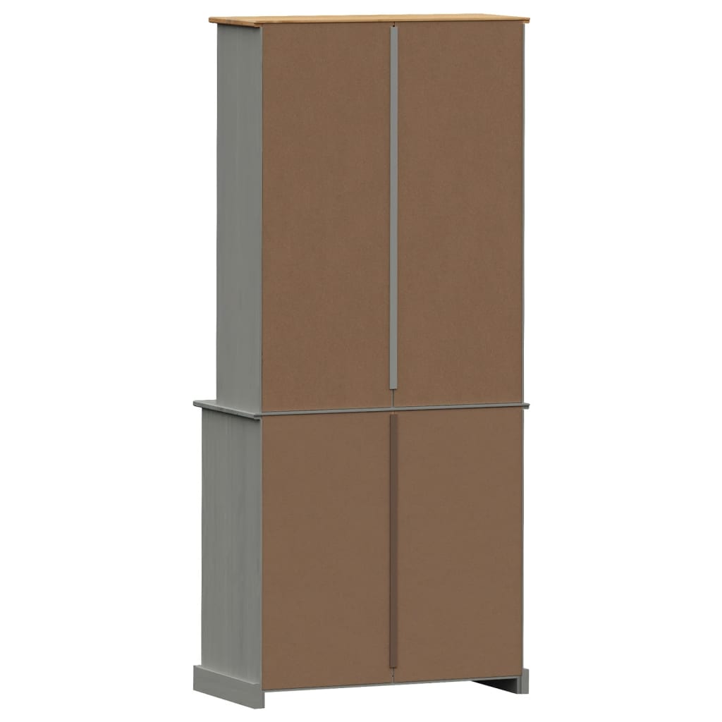 Highboard Vigo Grau 80X40X176 Cm Massivholz Kiefer mit 4 Schubladen - Fuer Daheim