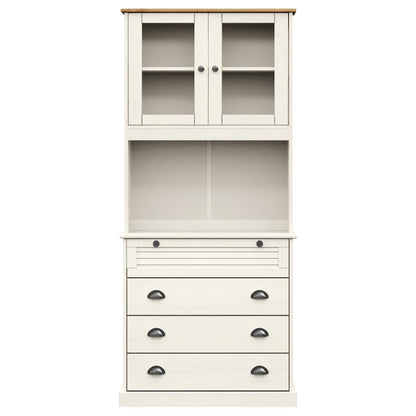 Highboard Vigo Weiß 80X40X176 Cm Massivholz Kiefer mit 4 Schubladen - Fuer Daheim