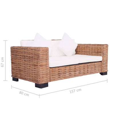 2-Sitzer Gartensofa Natürliches Rattan - Fuer Daheim