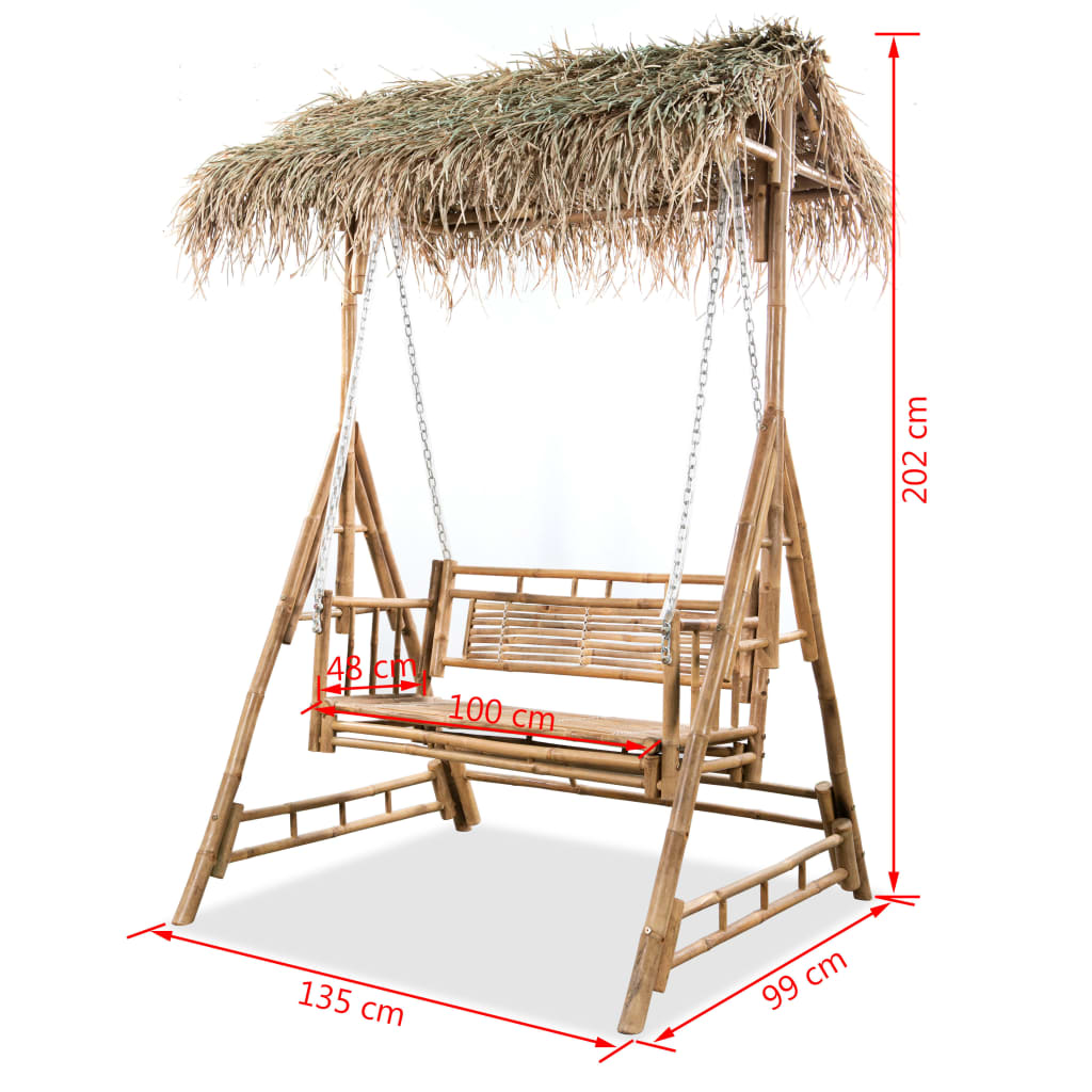 2-Sitzer-Schaukelbank Mit Palmblättern Bambus 202 Cm - Fuer Daheim