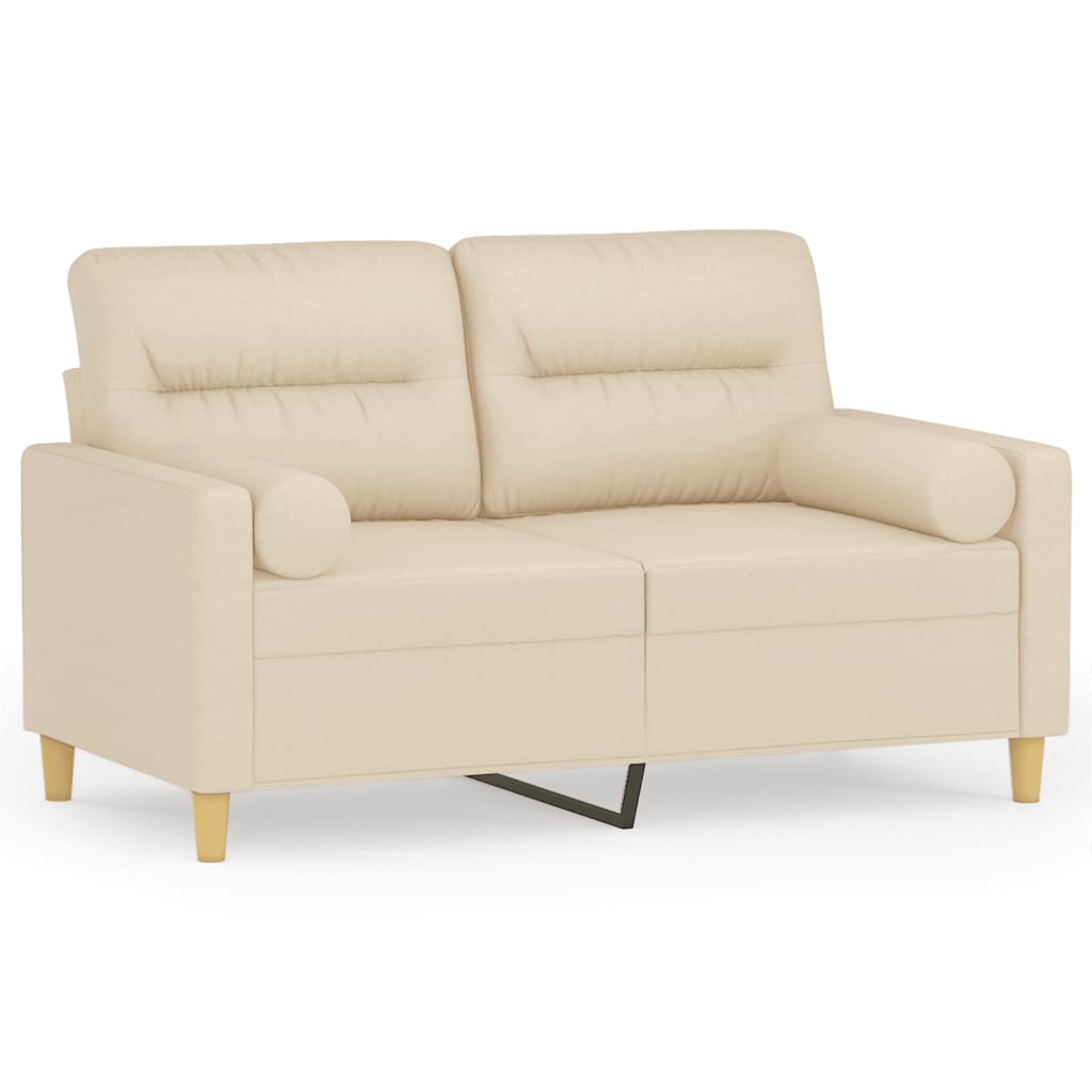 2-Sitzer-Sofa Mit Zierkissen Creme 120 Cm Stoff - Fuer Daheim