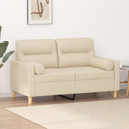 2-Sitzer-Sofa Mit Zierkissen Creme 120 Cm Stoff - Fuer Daheim