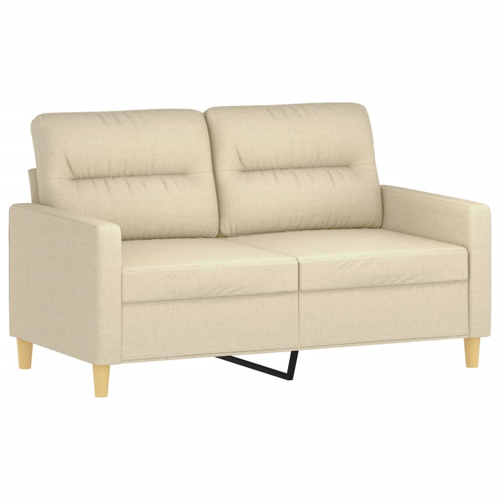 2-Sitzer-Sofa Mit Zierkissen Creme 120 Cm Stoff - Fuer Daheim