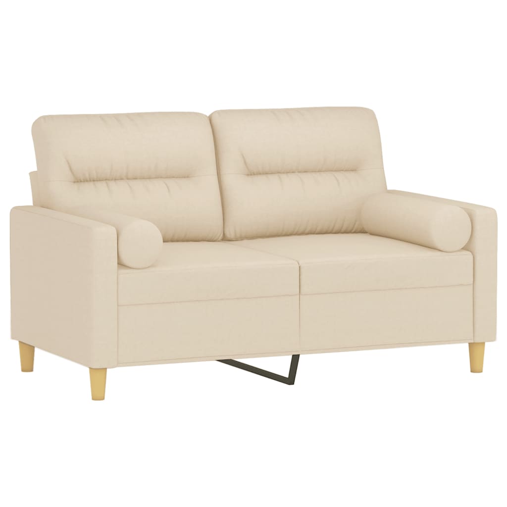 2-Sitzer-Sofa Mit Zierkissen Creme 120 Cm Stoff - Fuer Daheim