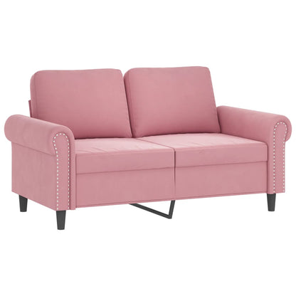 2-Sitzer-Sofa Mit Zierkissen Samt Rosa 120 cm - Fuer Daheim