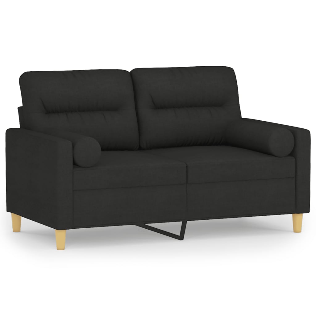 2-Sitzer-Sofa Mit Zierkissen Schwarz 120 Cm Stoff - Fuer Daheim