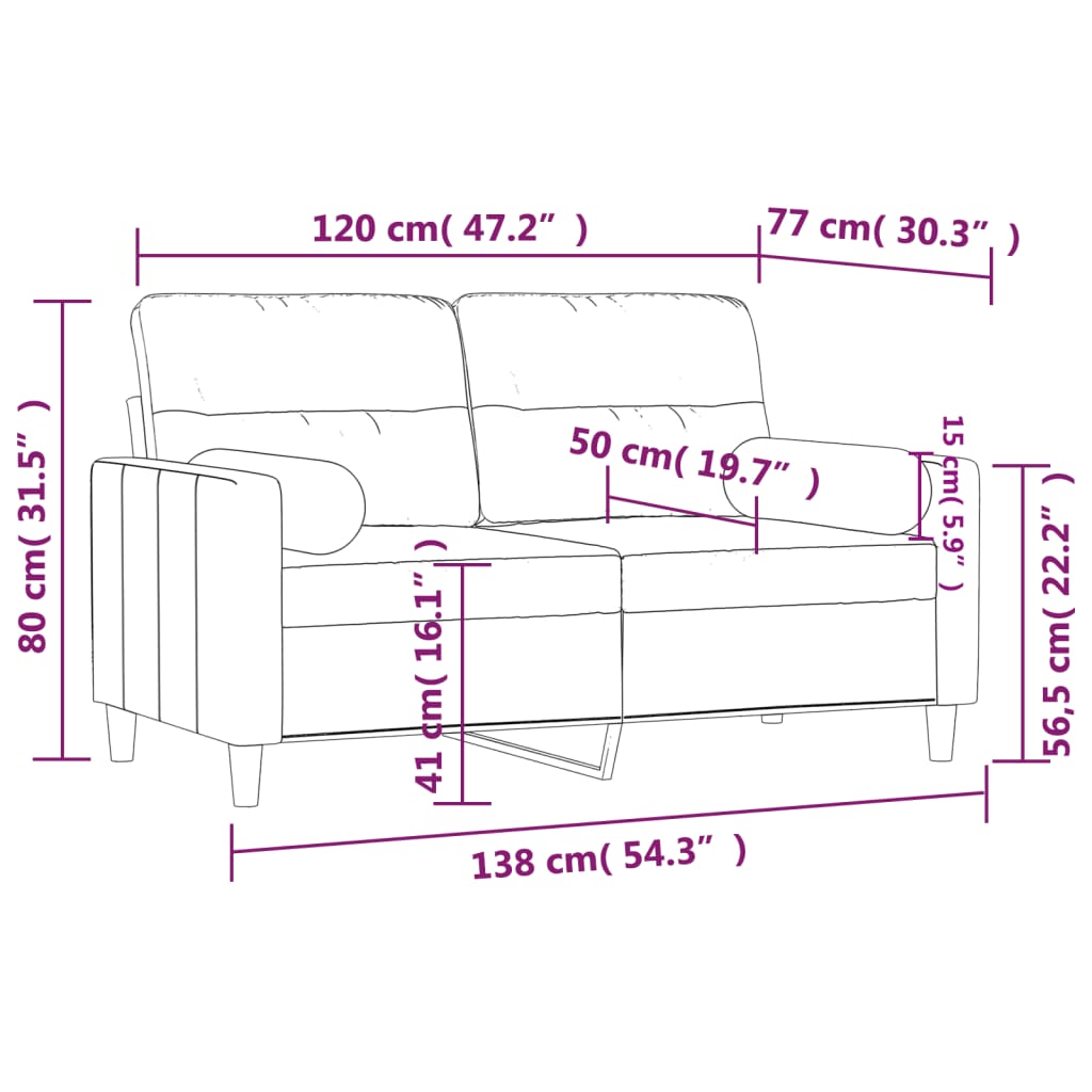 2-Sitzer-Sofa Mit Zierkissen Schwarz 120 Cm Stoff - Fuer Daheim