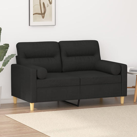 2-Sitzer-Sofa Mit Zierkissen Schwarz 120 Cm Stoff - Fuer Daheim