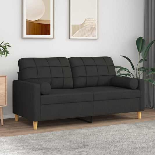 2-Sitzer-Sofa Mit Zierkissen Schwarz 140 Cm Stoff - Fuer Daheim