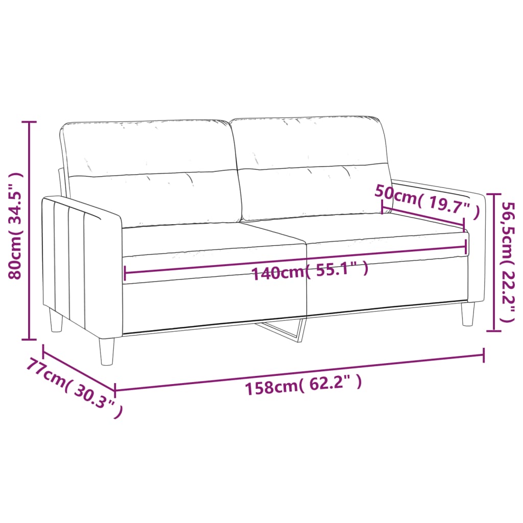 2-Sitzer-Sofa Schwarz 140 Cm Stoff - Fuer Daheim