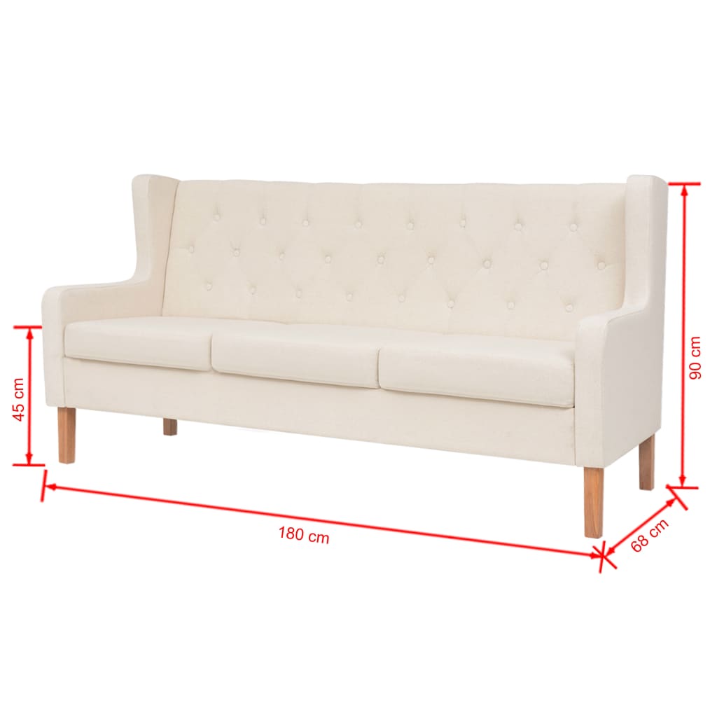 2-Tlg. Sofa-Set Stoff Cremeweiß 1-Sitzer + 3-Sitzer - Fuer Daheim