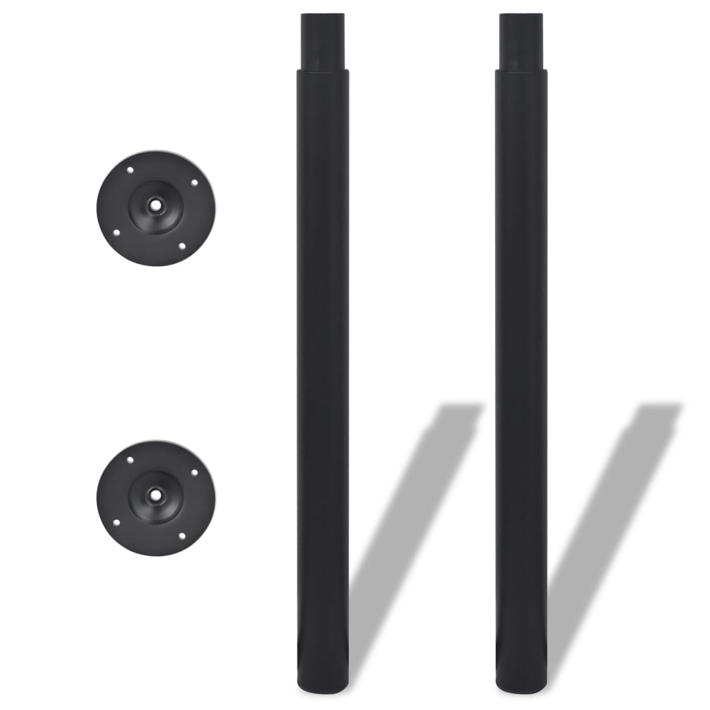 2 X Teleskopfuß Tischfuß Stützfuß Tischbein Schwarz 710 Mm-1100 Mm - Fuer Daheim