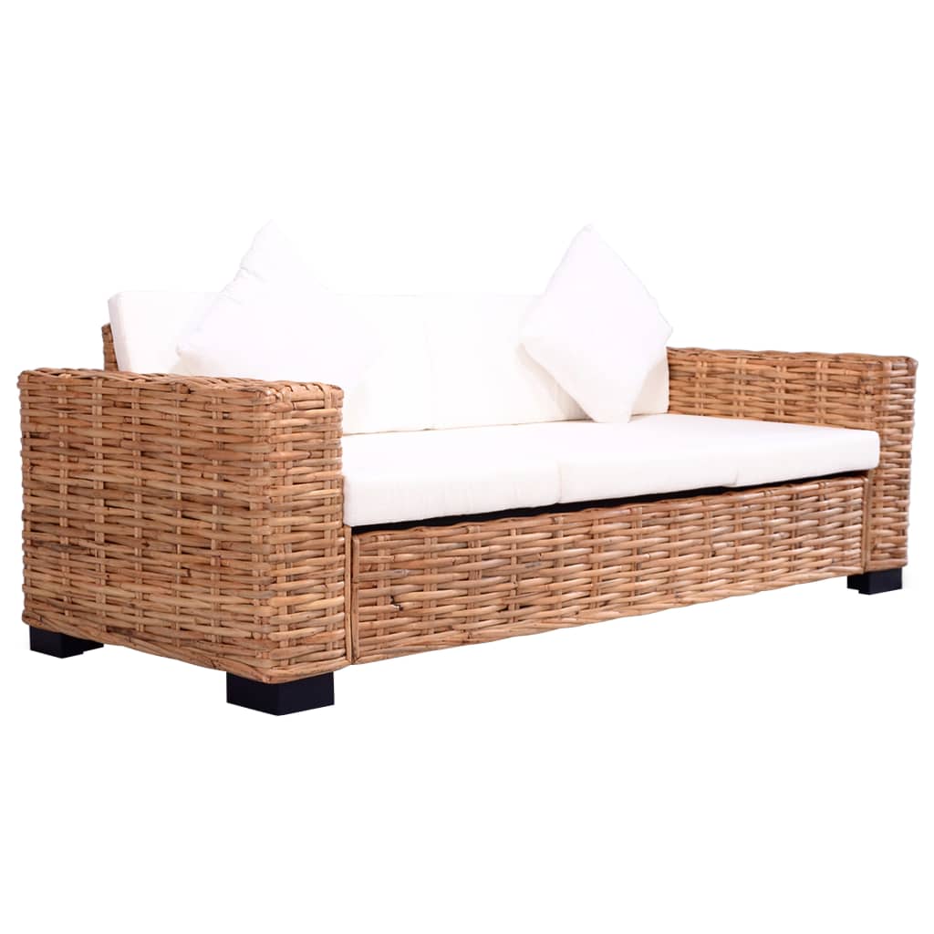 3-Sitzer Gartensofa Natürliches Rattan - Fuer Daheim