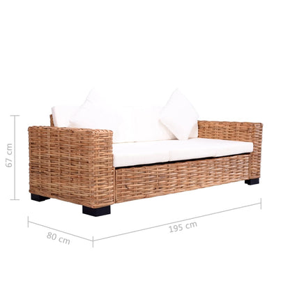 3-Sitzer Gartensofa Natürliches Rattan - Fuer Daheim