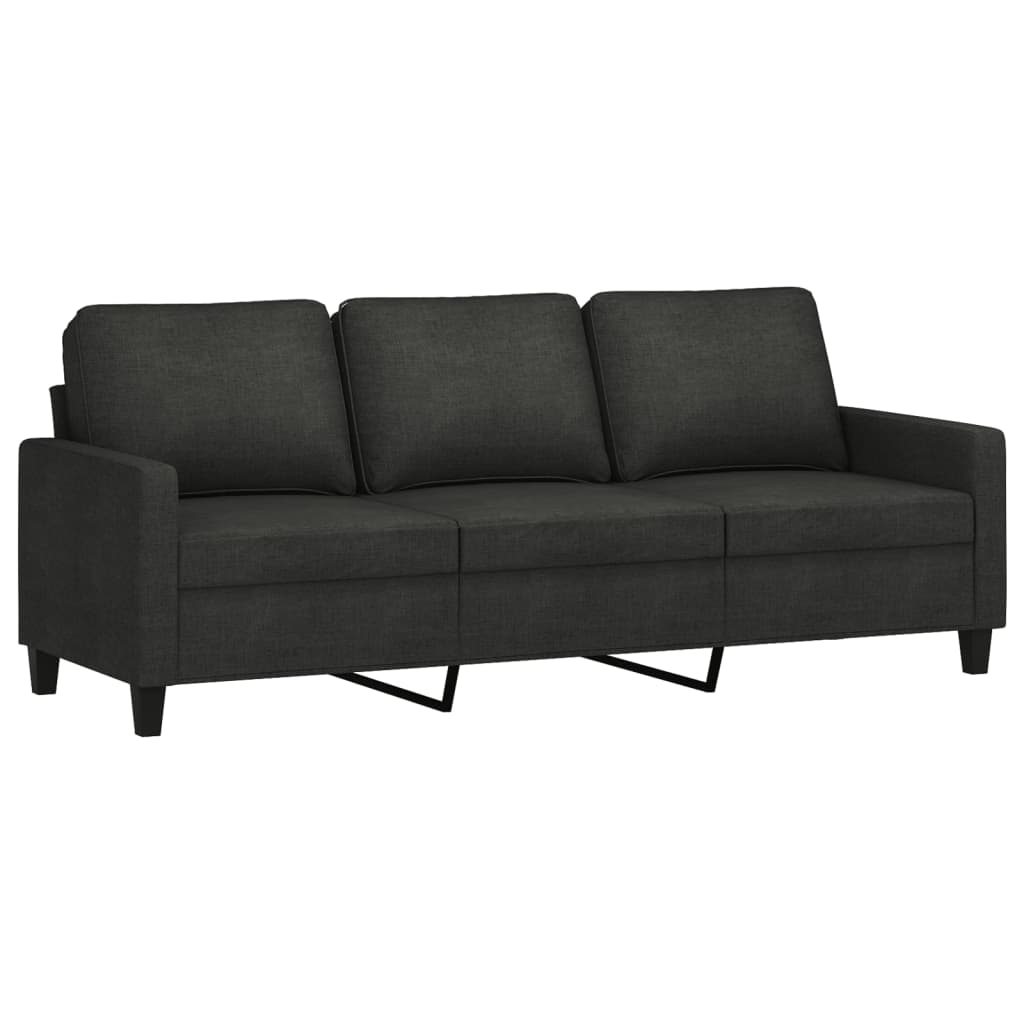 3-Sitzer-Sofa Mit Hocker Schwarz 180 Cm Stoff - Fuer Daheim