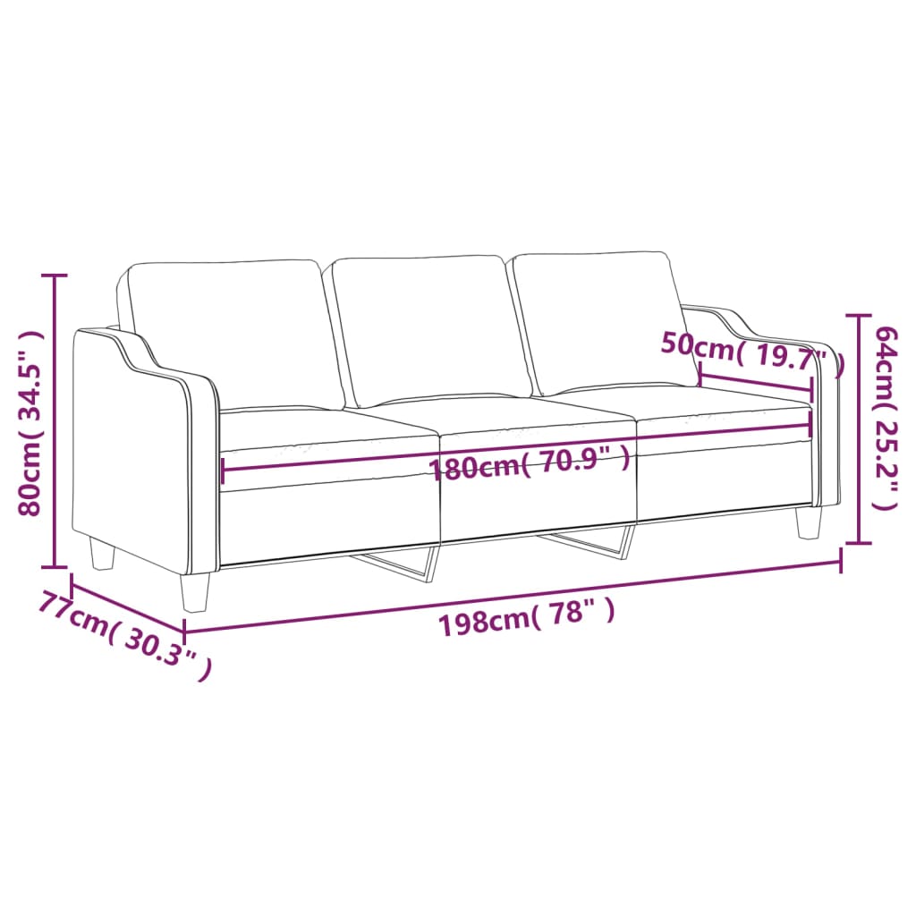 3-Sitzer-Sofa Schwarz 180 Cm Stoff - Fuer Daheim