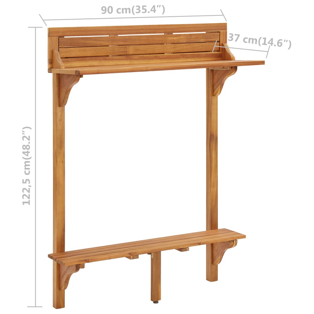 3-Tlg. Balkon-Bar-Set Massivholz Akazie Barhocker mit quadratischer Sitzfläche - Fuer Daheim