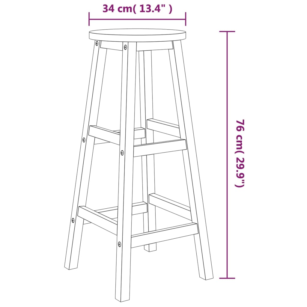 3-Tlg. Bar-Set Massivholz Akazie Barhocker mit runder Sitzfläche - Fuer Daheim