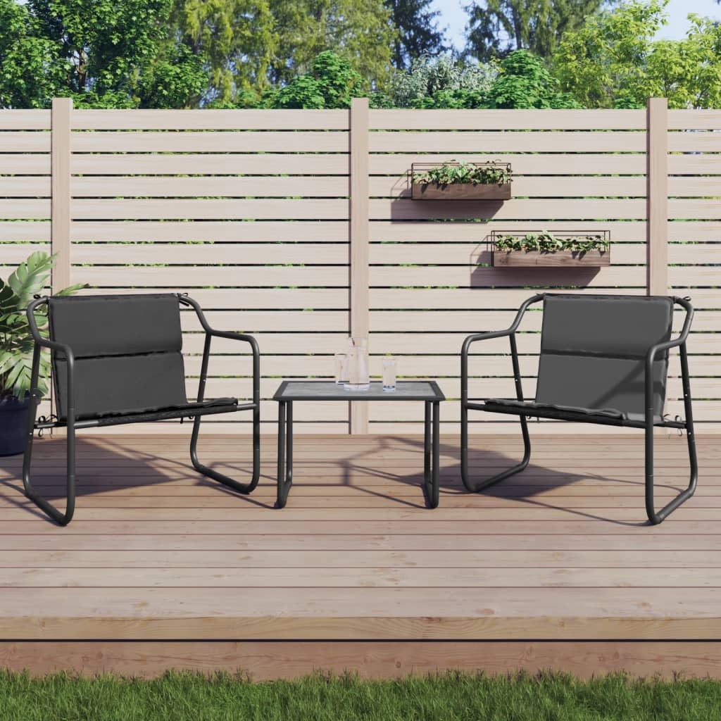 3-Tlg. Garten-Lounge-Set Mit Kissen Anthrazit Stahl - Fuer Daheim