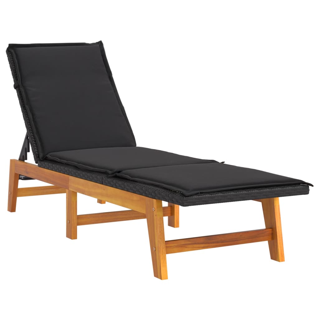 3-Tlg. Garten-Lounge-Set Poly Rattan & Massivholz Akazie 2x sun lounger +table Ja - Fuer Daheim