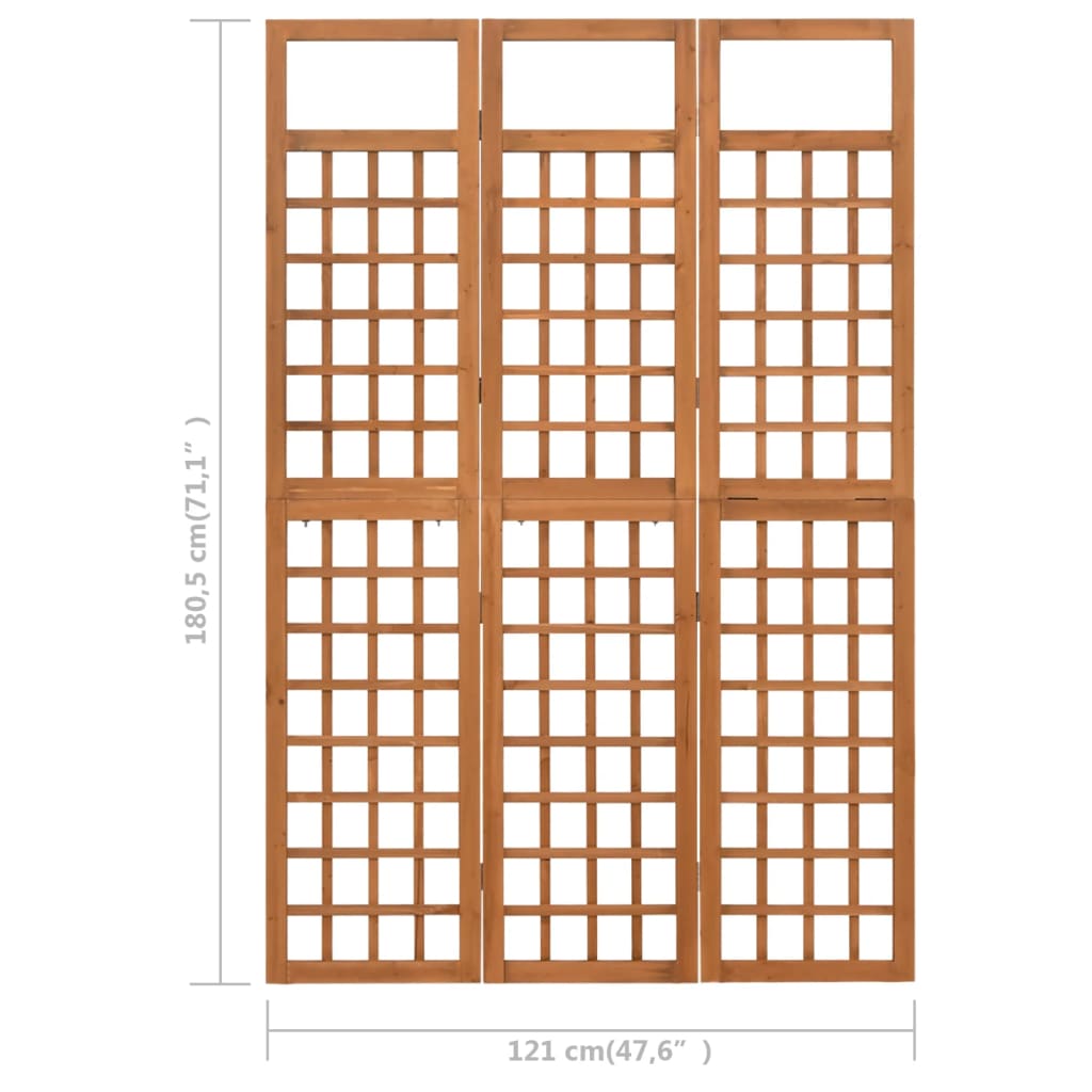 3-Tlg. Paravent/Spalier Massivholz Tanne 121X180,5 Cm Braun 121 x 180,5 cm - Fuer Daheim