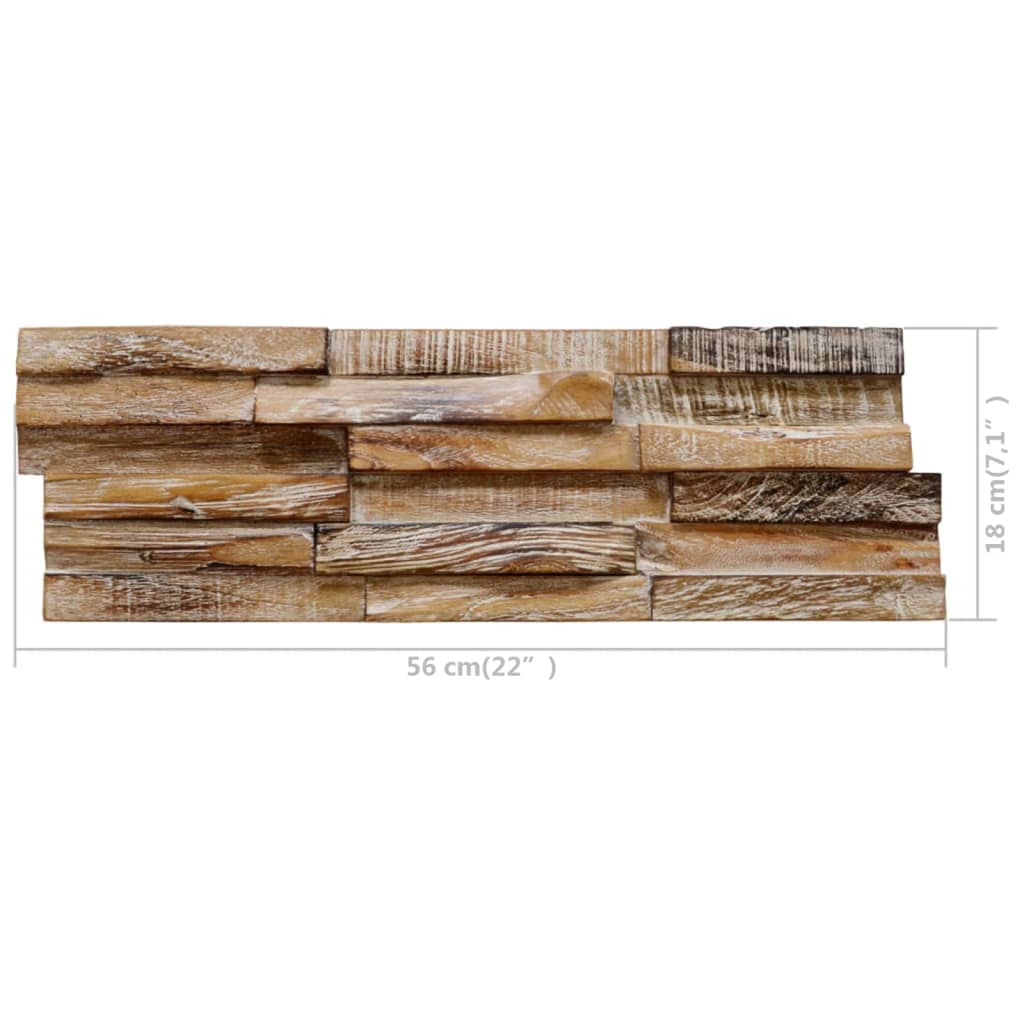 3D-Wandverkleidung 10 Stk. 1,01 M² Massivholz Teak 56 x 18 x 2 cm - Fuer Daheim