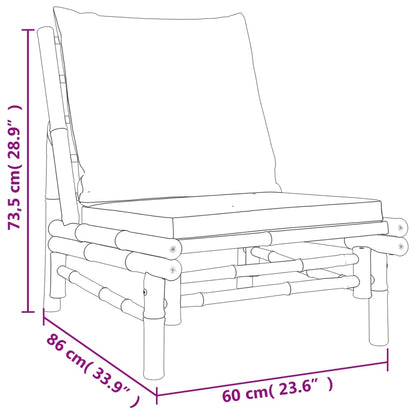 4-Tlg. Garten-Lounge-Set Mit Dunkelgrauen Kissen Bambus Bank + 2x Stuhl + Tisch - Fuer Daheim