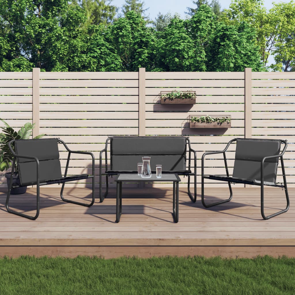 4-Tlg. Garten-Lounge-Set Mit Kissen Anthrazit Stahl - Fuer Daheim