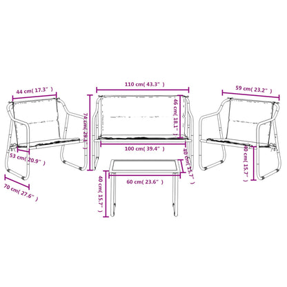 4-Tlg. Garten-Lounge-Set Mit Kissen Anthrazit Stahl - Fuer Daheim