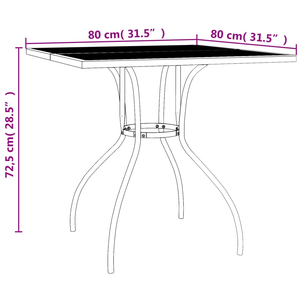 5-Tlg. Garten-Essgruppe Anthrazit Stahl 80 cm Tischlänge - Fuer Daheim