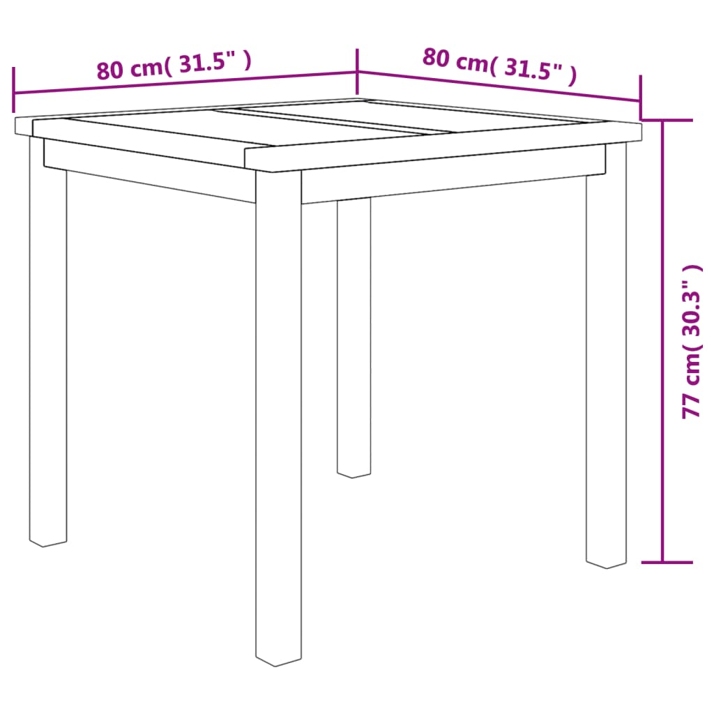 5-Tlg. Garten-Essgruppe Massivholz Teak 80 cm Tischlänge - Fuer Daheim