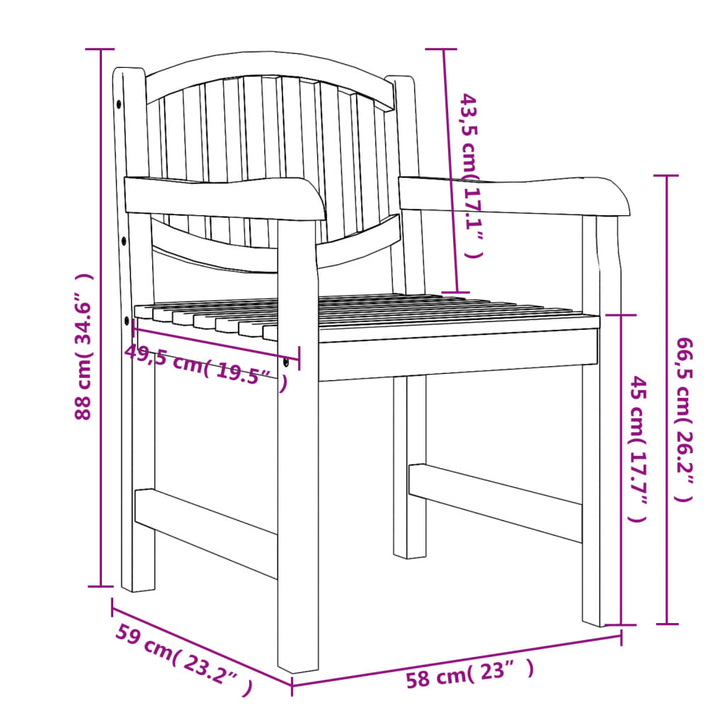 5-Tlg. Garten-Essgruppe Massivholz Teak 80 cm Tischlänge - Fuer Daheim