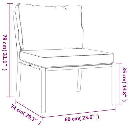 6-Tlg. Garten-Lounge-Set Mit Grauen Kissen Stahl Eckteil + 2x Mittelteil + 2x Fußstütze + Tisch - Fuer Daheim